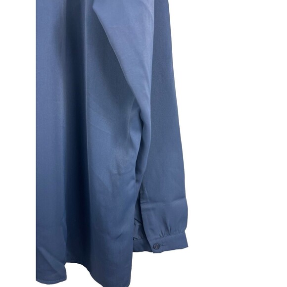 Agnes Orida 4x Blue Ruffled V-neck Long Sleeve Top NWT Office Work Wear - Picture 3 of 10